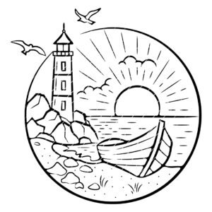 Boot & Leuchtturm – SVG-Datei